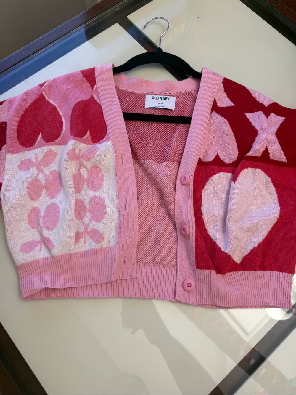Old Navy Lavender & Pink Cherry Cardigan for Girls - Picture 4 of 5